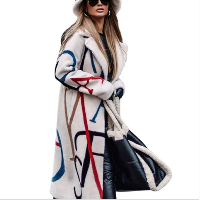 2025 Autumn/Winter New Women's Loose Size Printed Windbreaker Flip Collar Coat Coat for Women 2025 Autumn/Winter New Women's Loose Size Printed Windbreaker Flip Collar Coat Coat for Women