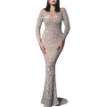 2025 Spring New Women's Hot Gold Long Sleeve Slim Sexy Long Dresses Banquet Evening Gowns 2025 Spring New Women's Hot Gold Long Sleeve Slim Sexy Long Dresses Banquet Evening Gowns