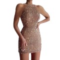 2025 New Fashion Hanging Neck Sexy Crystal Tassel Hip Sequins Dress Midi Evening Gowns 2025 New Fashion Hanging Neck Sexy Crystal Tassel Hip Sequins Dress Midi Evening Gowns