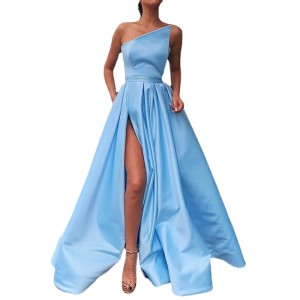 New women's one-shoulder tube top sexy split big swing dress