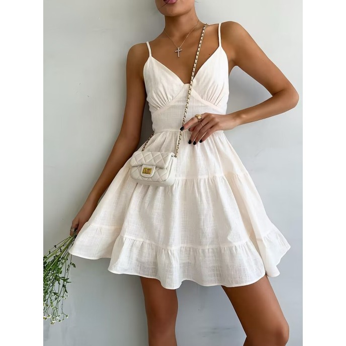 Linen Halter Dress Ou Summer Sleeveless Sexy Slim Back Range Spice Girl Halter Dresses Linen Halter Dress Ou Summer Sleeveless Sexy Slim Back Range Spice Girl Halter Dresses