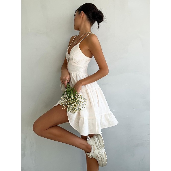 Linen Halter Dress Ou Summer Sleeveless Sexy Slim Back Range Spice Girl Halter Dresses Linen Halter Dress Ou Summer Sleeveless Sexy Slim Back Range Spice Girl Halter Dresses