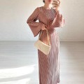 Fall New Fashion Round Neck Flared Sleeve Threaded Long Sleeve Package Hip Dress Long Dress Fall New Fashion Round Neck Flared Sleeve Threaded Long Sleeve Package Hip Dress Long Dress