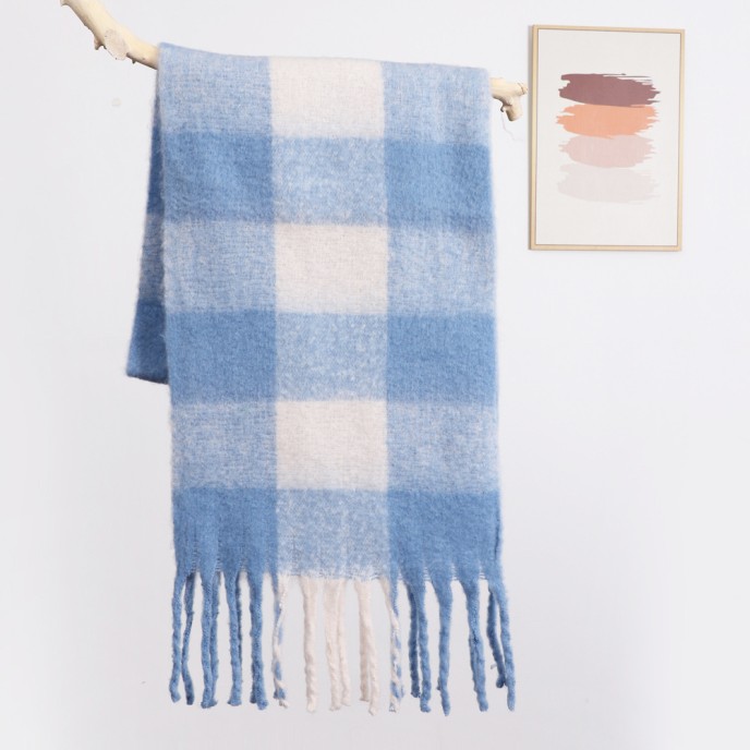Imitation cashmere scarf women's new plaid student tassel shawl double-sided matching color collar Imitation cashmere scarf women's new plaid student tassel shawl double-sided matching color collar