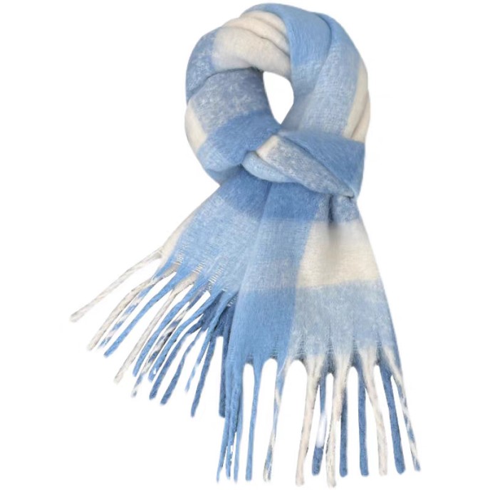 Imitation cashmere scarf women's new plaid student tassel shawl double-sided matching color collar Imitation cashmere scarf women's new plaid student tassel shawl double-sided matching color collar