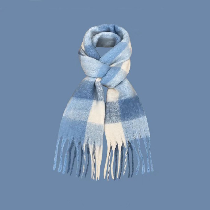 Imitation cashmere scarf women's new plaid student tassel shawl double-sided matching color collar Imitation cashmere scarf women's new plaid student tassel shawl double-sided matching color collar