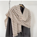 Scarf warm checkered bib scarf with tassel scarf women's advanced sense
