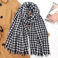 Scarf warm checkered bib scarf with tassel scarf women's advanced sense