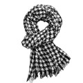 Scarf warm checkered bib scarf with tassel scarf women's advanced sense