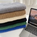Women's warm solid color knitted wool herringbone thick scarf