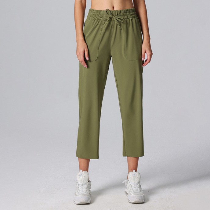 Thin lightweight loose casual sports pants high waist wide leg pants women's summer drawstring fitness pants Running commuter pants