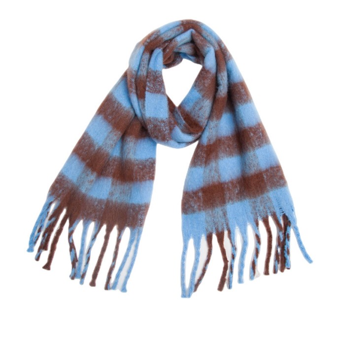 Autumn and winter new black rice checkered coarse fringe scarf women's thick bib shawl Autumn and winter new black rice checkered coarse fringe scarf women's thick bib shawl