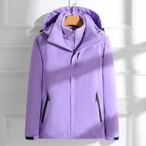 Punching jacket 3 in 1 removable ladies outdoor camping hiking windproof jacket waterproof hooded jacket