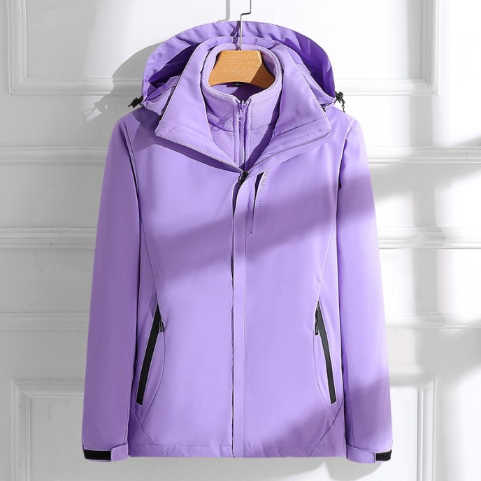 Punching jacket 3 in 1 removable ladies outdoor camping hiking windproof jacket waterproof hooded jacket