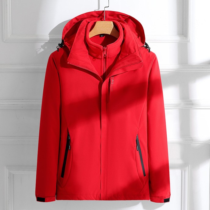 Punching jacket 3 in 1 removable ladies outdoor camping hiking windproof jacket waterproof hooded jacket