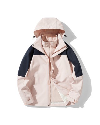 Punching jacket women's outdoor mountaineering clothing 3-in-1 jacket removable liner windproof waterproof jacket
