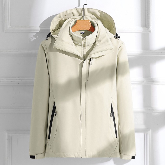 Punching jacket 3 in 1 removable ladies outdoor camping hiking windproof jacket waterproof hooded jacket