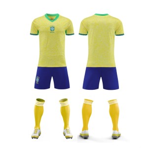 High Quality Softness Wholesale Football Jersey Yellow Short Sleeved Comfortable And Breathable Sports Jersey
