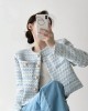 Elegant Tweed Cardigan Short Coat With Pocket Single Breasted Jacket