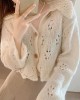 Women Hollow Out Sweet Sweater Buttons Up Cardigan Coat