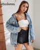 Vintage Style Loose Denim Jacket Long Sleeve Single-breasted Cardigan Coat