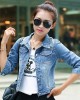 Women Denim Jackets Three-Quarter Sleeve O-Neck Single-Breasted Outerwear