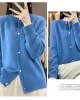 women's O-neck cardigan loose long-sleeved sweater top