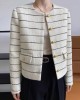 Women's Striped Flap Coat Fashion Tweed Jackets