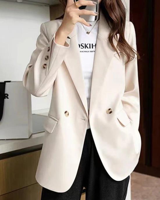 Double-Breasted Women Long Sleeve Chic Blazers