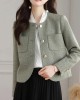 Chic Tweed Jackets Casual Fashion Long Sleeve Elegant Coat