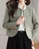 Chic Tweed Jackets Casual Fashion Long Sleeve Elegant Coat