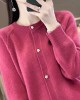 women's O-neck cardigan loose long-sleeved sweater top