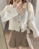 Women Hollow Out Sweet Sweater Buttons Up Cardigan Coat