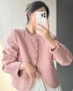 Elegant Tweed Jacket Women Fashion Sweet Single Breasted Coat