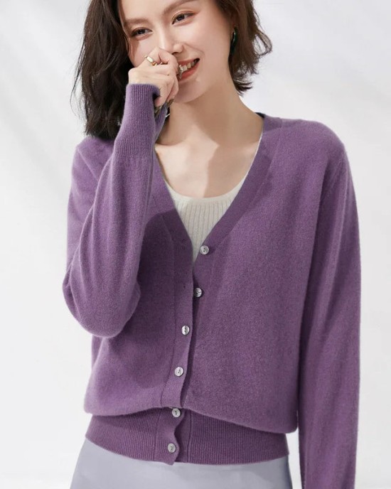 Cardigans Single Breasted V-neck Knitted Sweater Fashion Short Knitwear