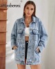 Vintage Style Loose Denim Jacket Long Sleeve Single-breasted Cardigan Coat