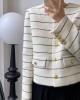 Women's Striped Flap Coat Fashion Tweed Jackets