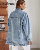 Vintage Style Loose Denim Jacket Long Sleeve Single-breasted Cardigan Coat