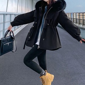 Women Zipper Warm Hooded Parkas Long Sleeve Waist Coat