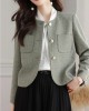 Chic Tweed Jackets Casual Fashion Long Sleeve Elegant Coat