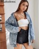 Vintage Style Loose Denim Jacket Long Sleeve Single-breasted Cardigan Coat