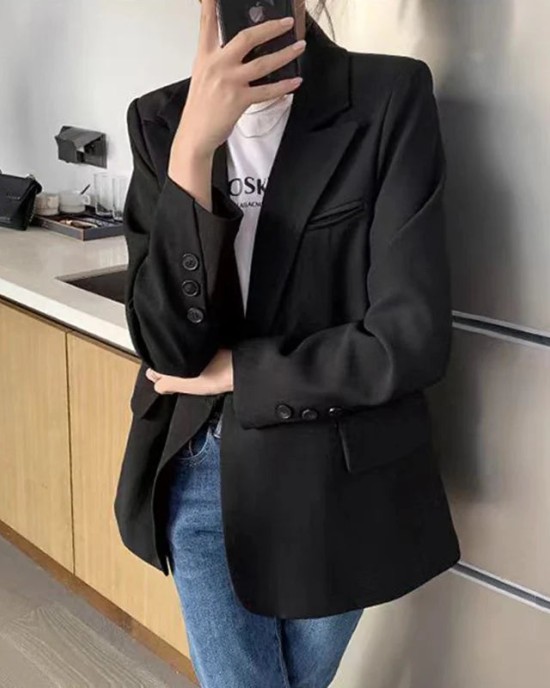 Double-Breasted Women Long Sleeve Chic Blazers