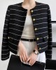 Women's Striped Flap Coat Fashion Tweed Jackets