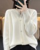 women's O-neck cardigan loose long-sleeved sweater top