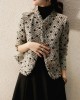 Style Fashion Tweed Wool Jacket Retro Classic Elegant V-neck Short Jacket