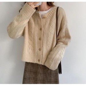 Knit Cardigan Women Soft Single Breasted Casual Coat Outwear