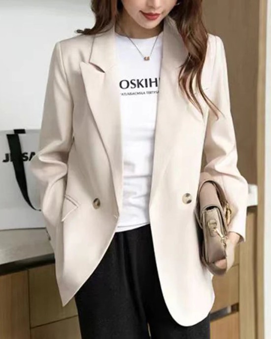 Double-Breasted Women Long Sleeve Chic Blazers