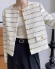 Women's Striped Flap Coat Fashion Tweed Jackets