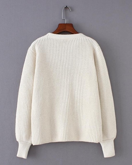 Cozy Ribbed Knit Cardigan V-neck Front Pocket Button