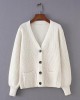 Cozy Ribbed Knit Cardigan V-neck Front Pocket Button